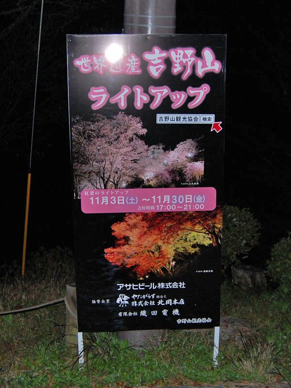 紅葉ライトアップ看板